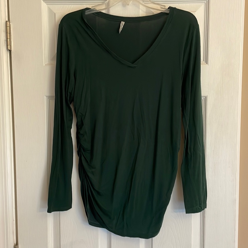 Dark green fitted maternity long sleeve top